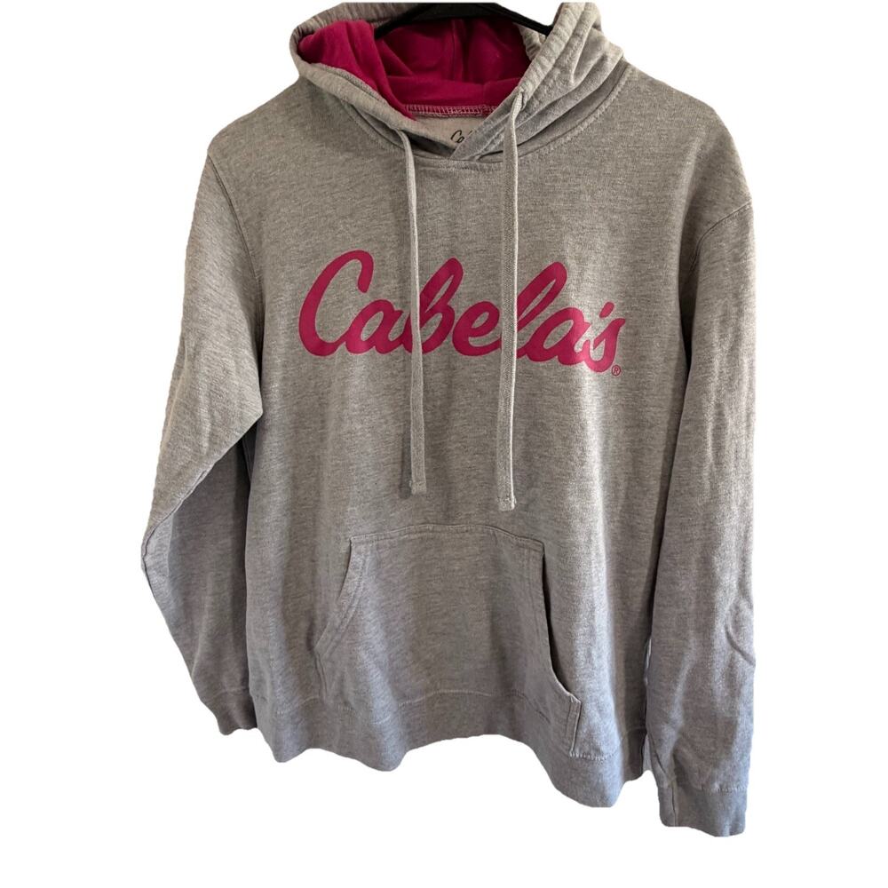 Cabela's Hoodie Women's M Gray and Pink Pullover Long Sleeve Drawstring